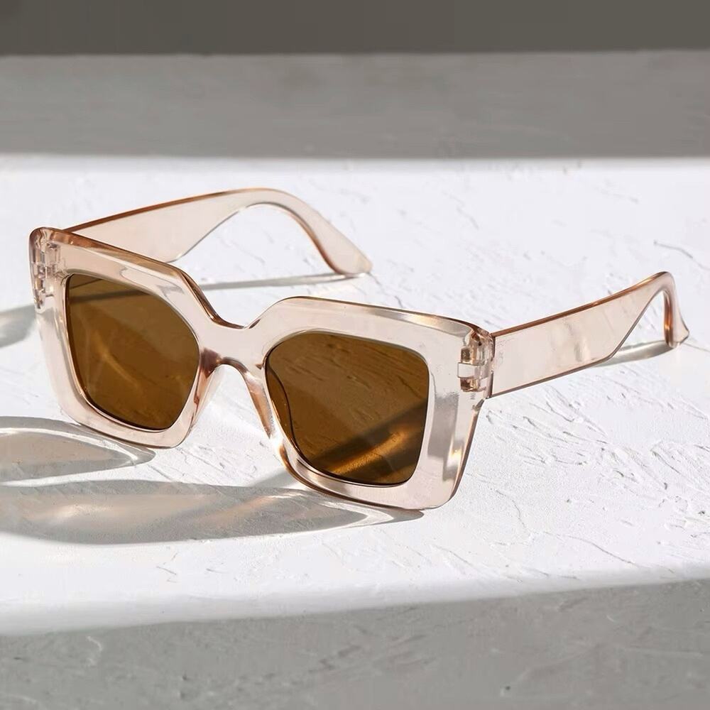 NEW NORDSTROM Clear Brown $78 Chunky Oversized Plastic Sunglasses Sunnies Y2K